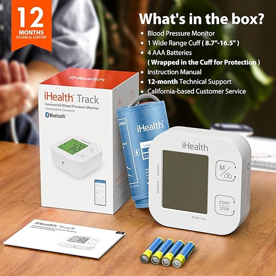 Blood Pressure Monitor with Bluetooth Compatible for iOS & Android Devices